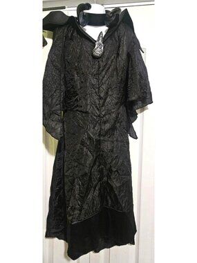 Maleficent Christening Gown Costume Girls 7-8 Disney Villain Black Dress Horns